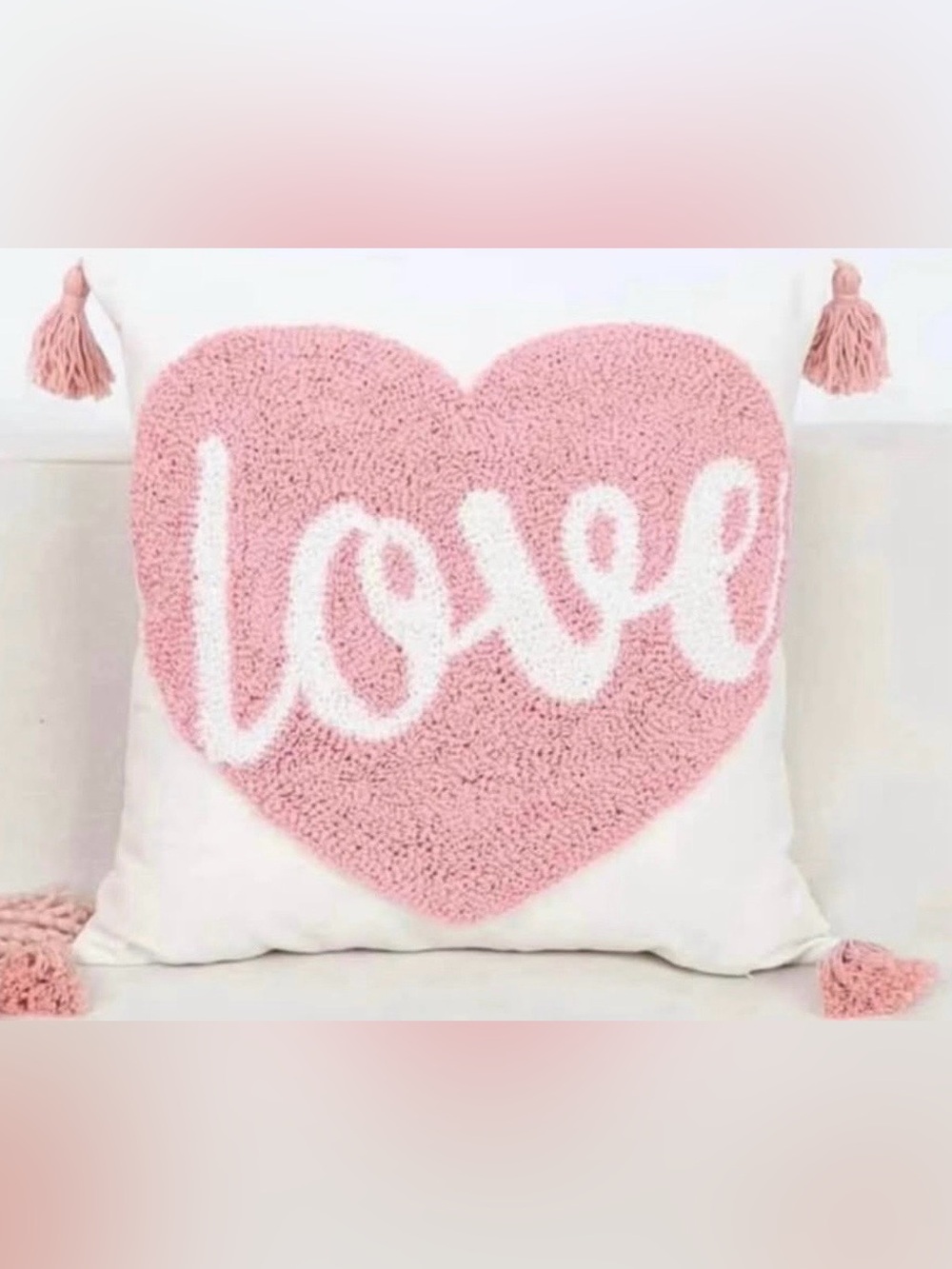 Pink Heart "Love" Accent Pillow Cover-18”-NWOT